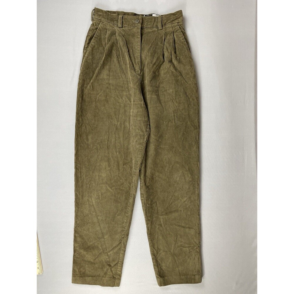 WilliWear Sport Corduroy Slacks Dress Pants Women’s 10 Green Vintage Pleated